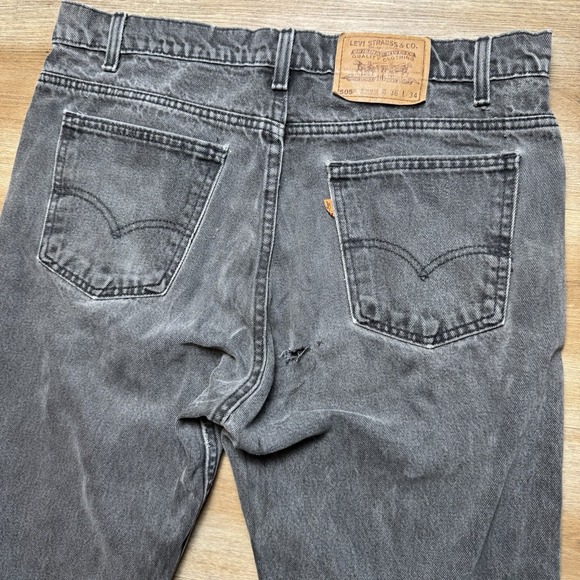 Vintage Levis 505 Jeans Men 36x34 Gray Straight Leg Orange Tab Destroyed USA 90s - Picture 1 of 14